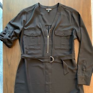 Zip-front Shirt Dress w/ Belt